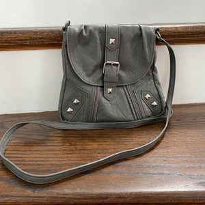 NWOT Faux Leather Slate Grey Crossbody Purse